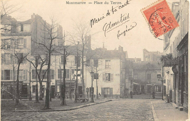 Carte postale ancienne Montmartre - Place du Tertre à Paris 18e