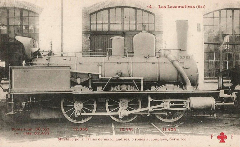 Carte postale ancienne Ff-Cccc 14 - Les Locomotives (Est) - Machine No 0763