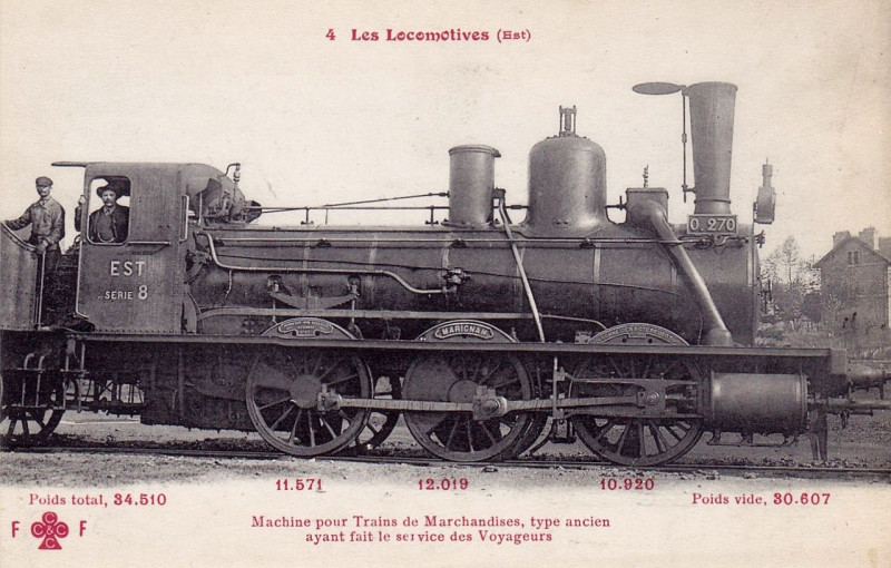 Carte postale ancienne Ff-Cccc 4 - Les Locomotives (Est) - Machine No 0270