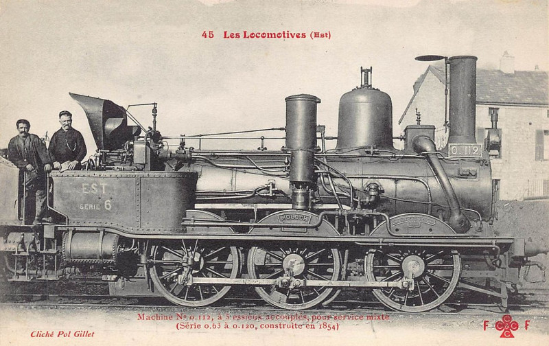 Carte postale ancienne Ff-Cccc 45 - Les Locomotives (Est) - Machine No 0.112