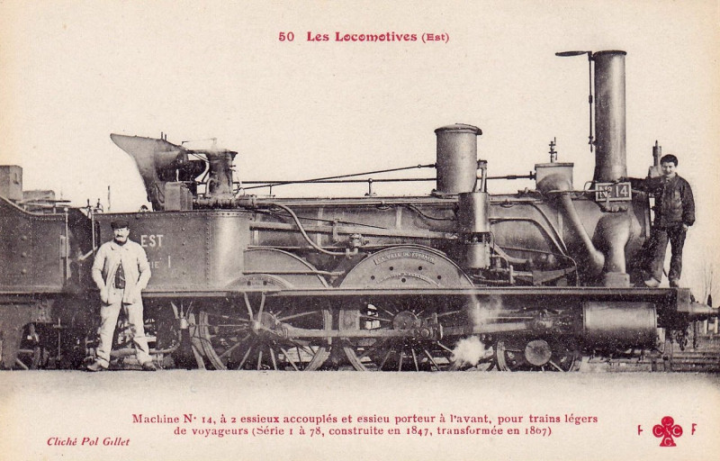 Carte postale ancienne Ff-Cccc 50 - Les Locomotives (Est) - Machine No 14