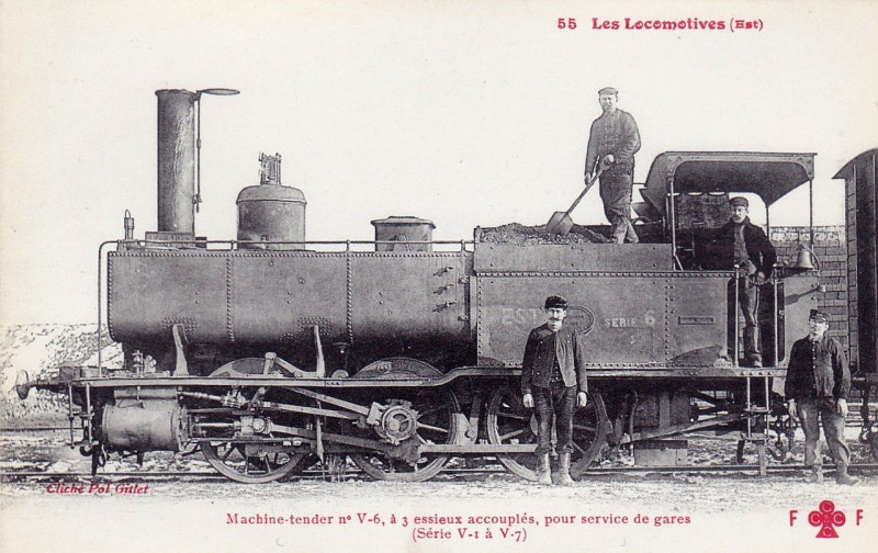 Carte postale ancienne Ff-Cccc 55 - Les Locomotives (Est) - Machine-tender no V-6