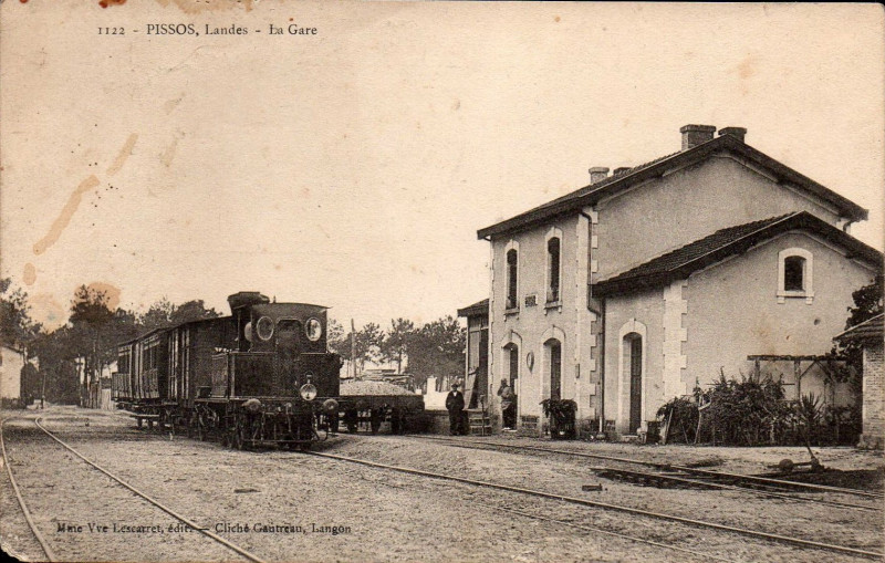 Carte postale ancienne Pissos (Landes) - Gare 2