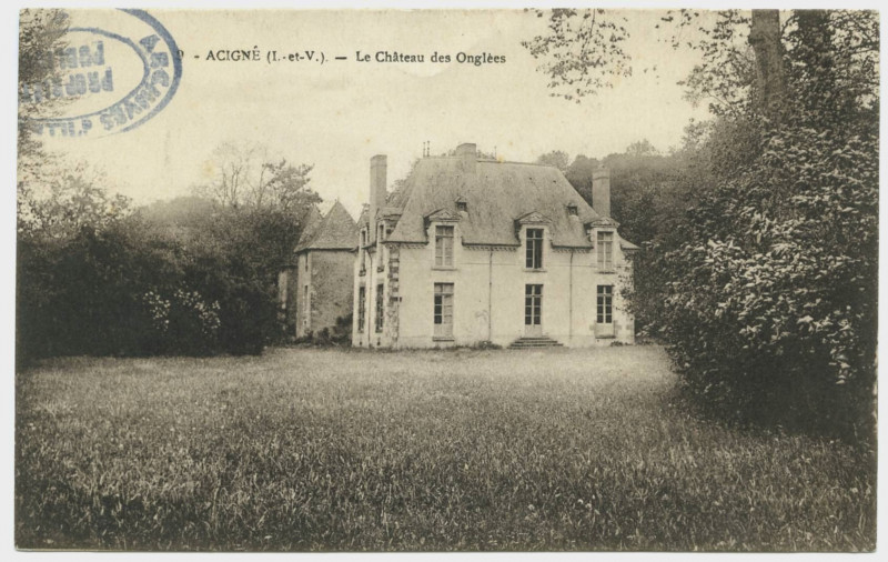 Carte postale ancienne 9. Acigné (I.-et-V.). Le château des Onglées.