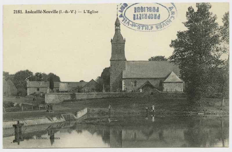 Carte postale ancienne 2181. Andouillé-Neuville(I.-et-V.). L'église.