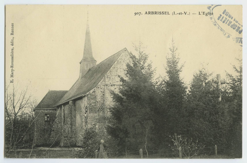 Carte postale ancienne 907. Arbrissel (I.-et-V.). L'église.