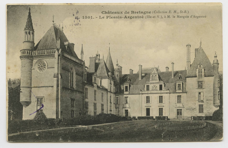 Carte postale ancienne Châteaux de Bretagne. 1501. Le Plessis-Argentré (I.-et-V.), M. le Marquis d'Argentré.