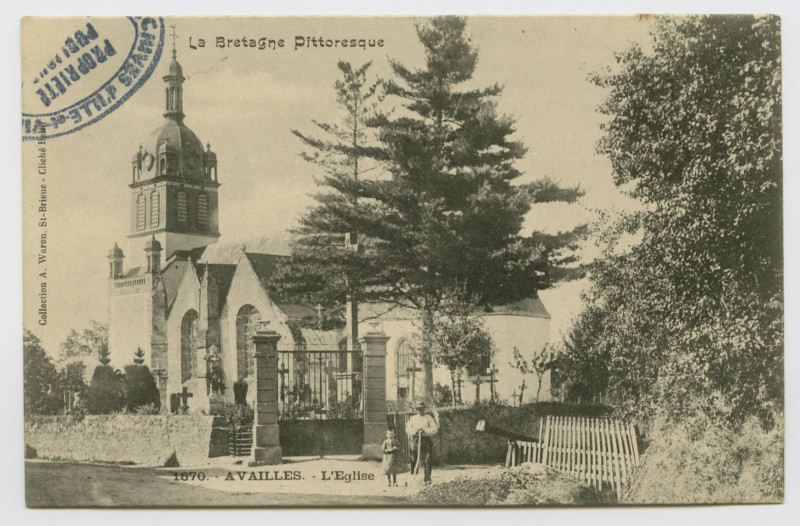 Carte postale ancienne 1670. Availles-Sur-Seiche. L'église.