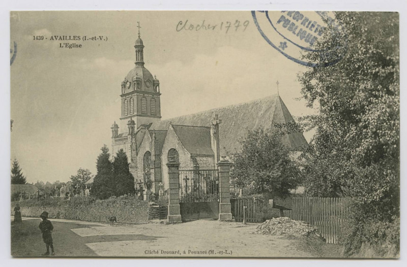 Carte postale ancienne 1439. Availles-Sur-Seiche (I.-et-V.). L'église