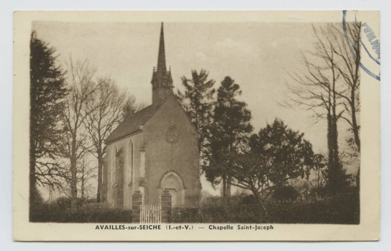 Carte postale ancienne Availles-Sur-Seiche (I.-et-V.). Chapelle Saint-Joseph.