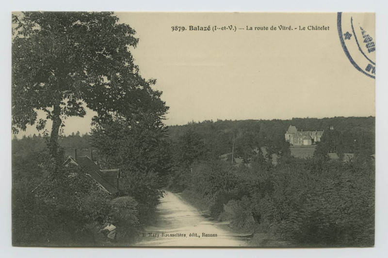 Carte postale ancienne 3879. Balazé (I.-et-V.). La route de Vitré. Le Châtelet.