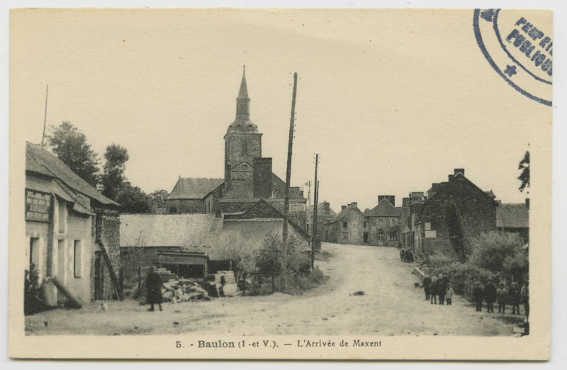 Carte postale ancienne 5. Baulon (I.-et-V.). L'arrivée de Maxent