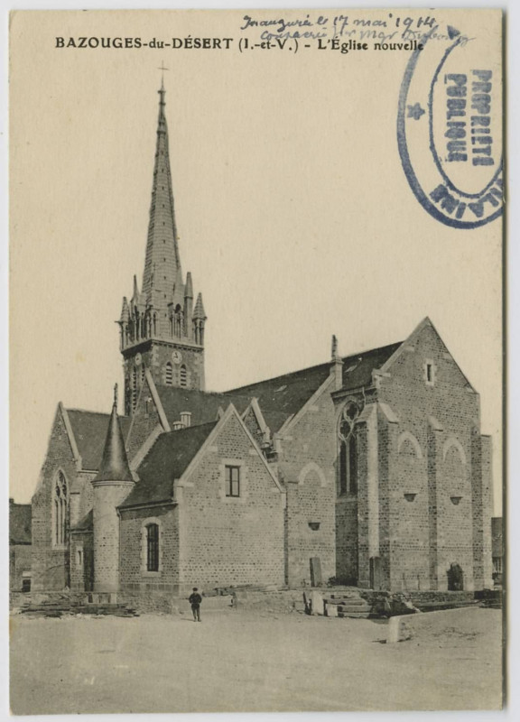 Carte postale ancienne Bazouge-du-Désert (la) (I.-et-V.). L'église nouvelle