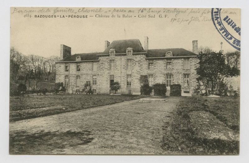 Carte postale ancienne 4654. Bazouges-la-Pérouse. Château de la Ballue. Côté sud