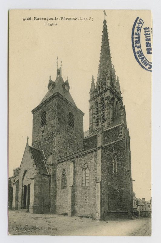 Carte postale ancienne 4106.  Bazouges-la-Pérouse (I.-et-V.). L'église.