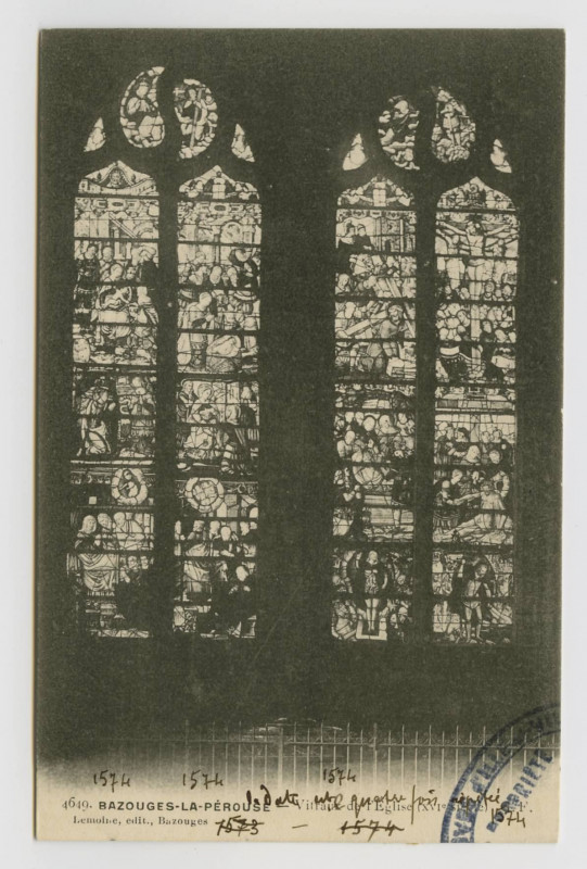 Carte postale ancienne 4649. Bazouges-la-Pérouse. Vitraux de l'église (XVIè siècle)