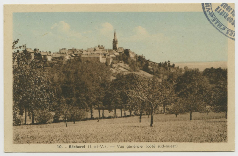 Carte postale ancienne 10. Bécherel (I.-et-V.). - Vue Generale (côté ouest)