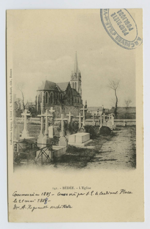 Carte postale ancienne 141. Bédée. L'église