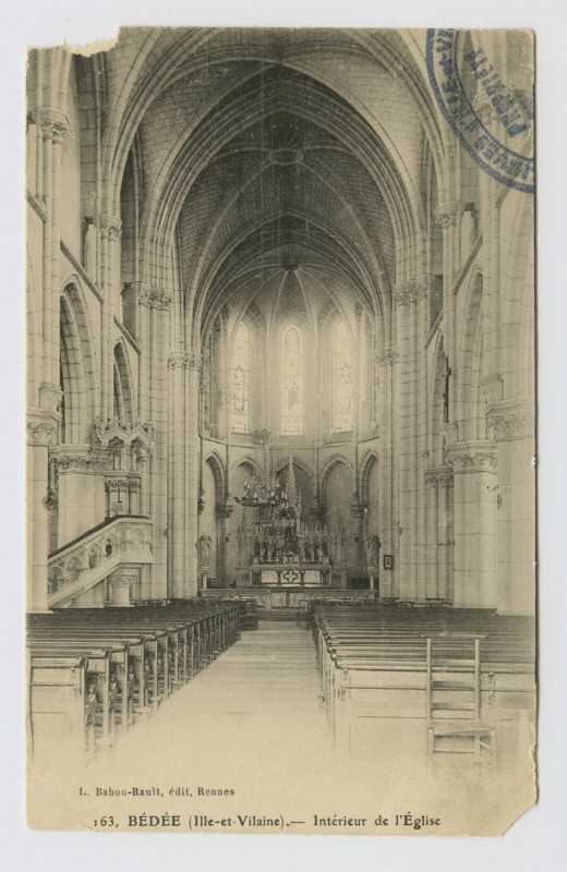 Carte postale ancienne 163. Bédée (I.-et-V.). Intérieur de l'église