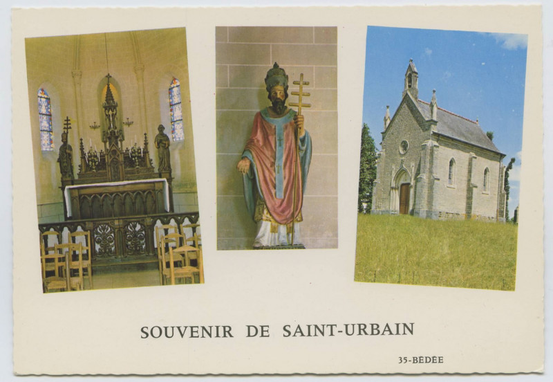 Carte postale ancienne 35. Bédée. Chapelle Saint-Urbain, pélerinage le 25 mai. Souvenir De Saint-Urbain