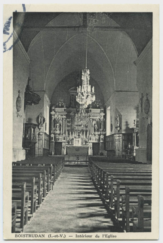 Carte postale ancienne Boistrudan (I.-et-V.). Intérieur de l'église