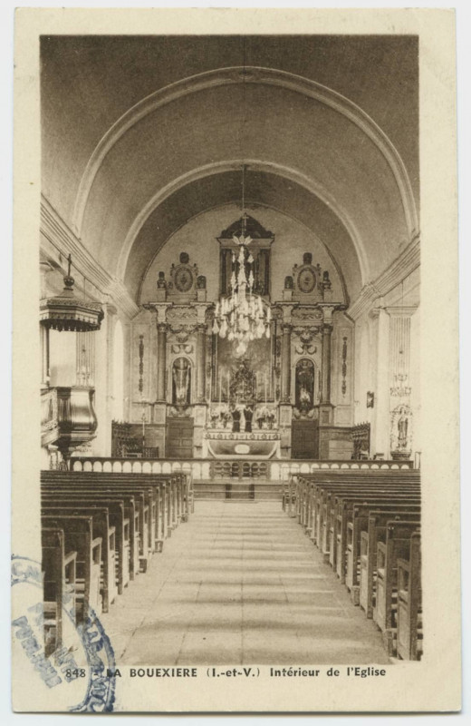 Carte postale ancienne 848. La Bouëxière (I.-et-V.). Intérieur de l'église