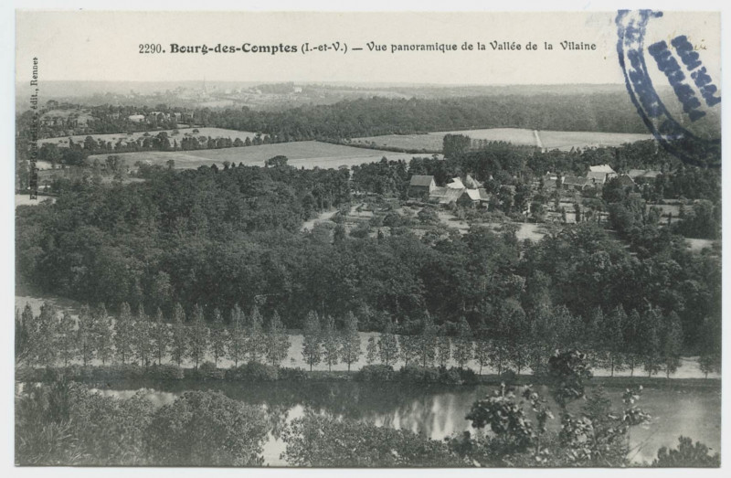 Carte postale ancienne 2290. Bourg-des-Comptes (I.-et-V.)- Vue panoramique de la Vallée de la Vilaine