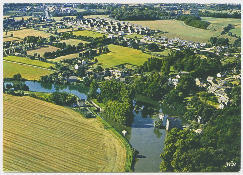 Carte postale ancienne 35580 Bourg-des-Comptes- Le moulin de la Courbe, le camping, le lotissement des Buissons, la résidence des Comtes