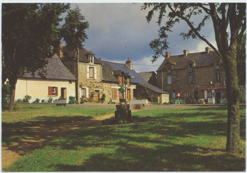 Carte postale ancienne 1- Bourg-des-Comptes (Ille-et-Vilaine): place de l'embarcadère et bar de l' Escale.