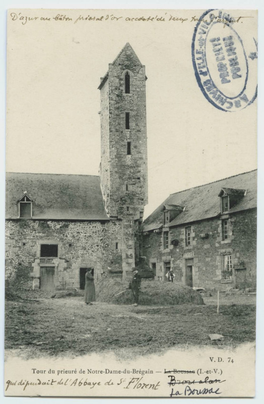 Carte postale ancienne Tour du prieuré de Notre-Dame-du-Brégain - La Boussac (I.-et-V.)
