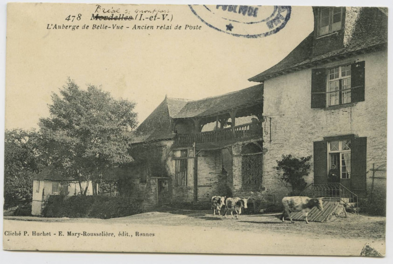 Carte postale ancienne 478 - Mordelles (I.-et-V.) L'auberge de Belle-Vue - Ancien relais de la Poste