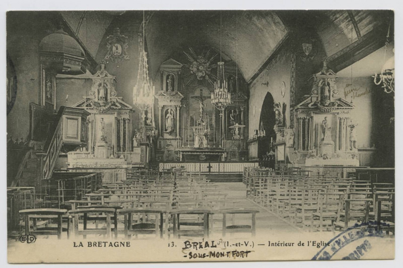 Carte postale ancienne 13 - Bréal-sous-Montfort (I.-et-V.) - Intérieur de l'église