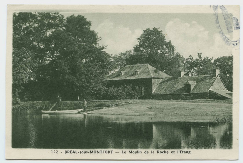 Carte postale ancienne 122 - Bréal-sous-Montfort (I.-et-V.) - Le moulin de la Roche et l'étang