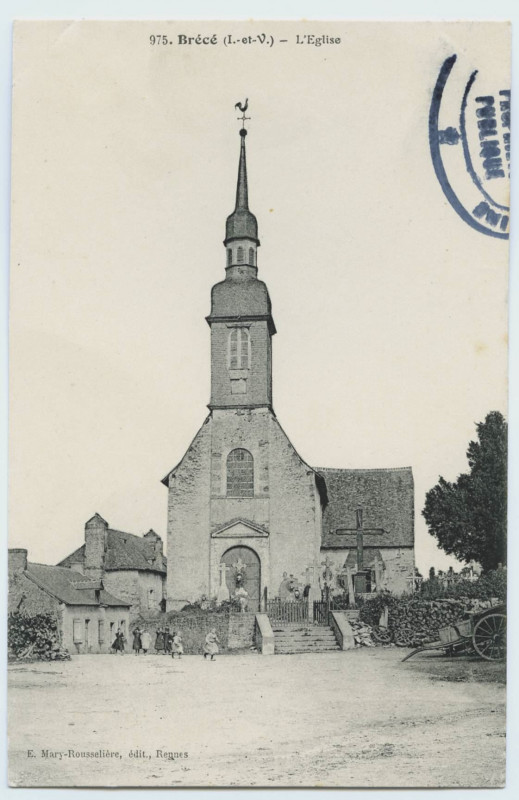 Carte postale ancienne 975. Brécé (I.-et-V.) - L'église