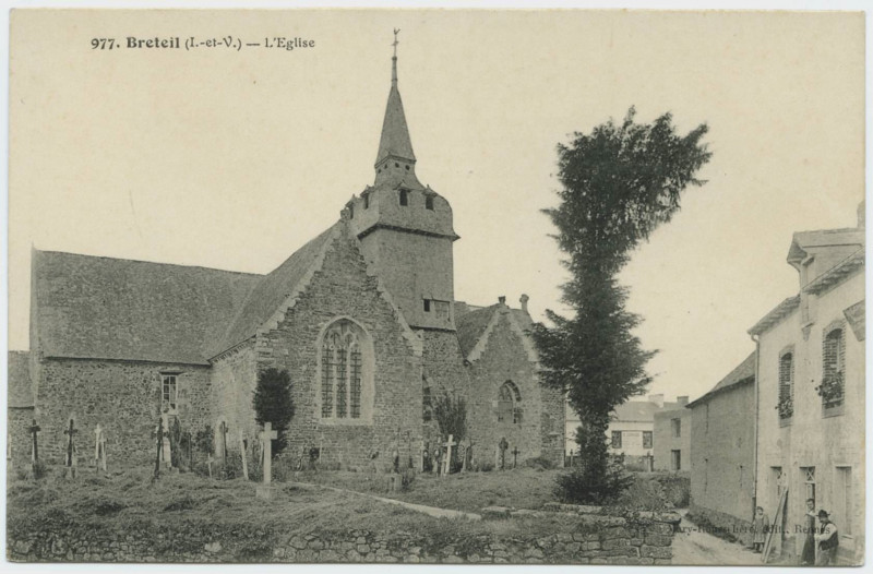 Carte postale ancienne 977 - Breteil (I.-et-V.) - L'église