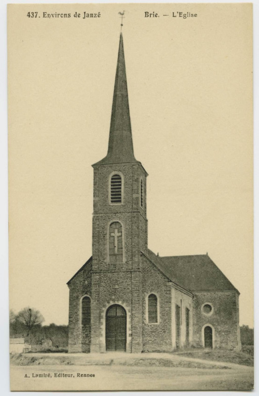 Carte postale ancienne 437 - Environs de Janzé . Brie.- L'église