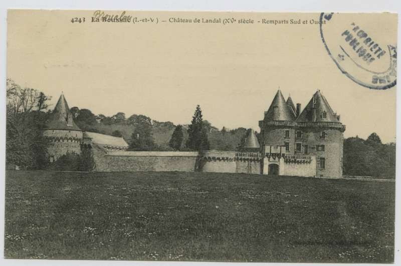 Carte postale ancienne 4243 - La Boussac (I.-et-V.) - Château de Landal (XVè siècle - Remparts Sud et Ouest