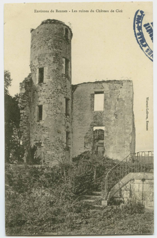 Carte postale ancienne Environs de Rennes - Les ruines du Château de Cicé