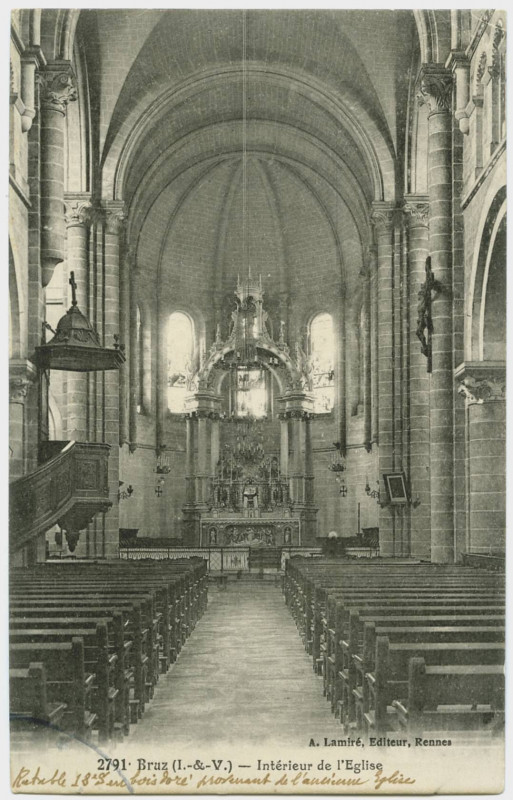 Carte postale ancienne 2791. Bruz (I.-et-V.) - Intérieur de l'église