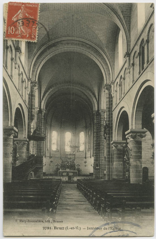 Carte postale ancienne 3791. Bruz (I.-et-V.) - Intérieur de l'église