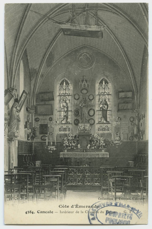 Carte postale ancienne 4384. Cancale - Intérieur de la chapelle du Verger G.F