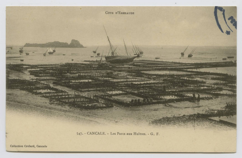 Carte postale ancienne 547.- Cancale - Les Parcs aux huîtres - G.F