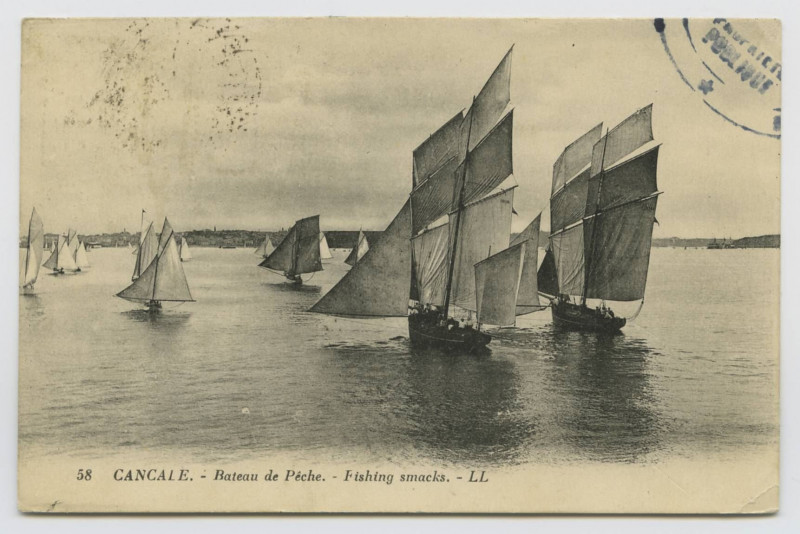Carte postale ancienne 58  Cancale - Bateau de pêche - Fishing smacks.- Ll