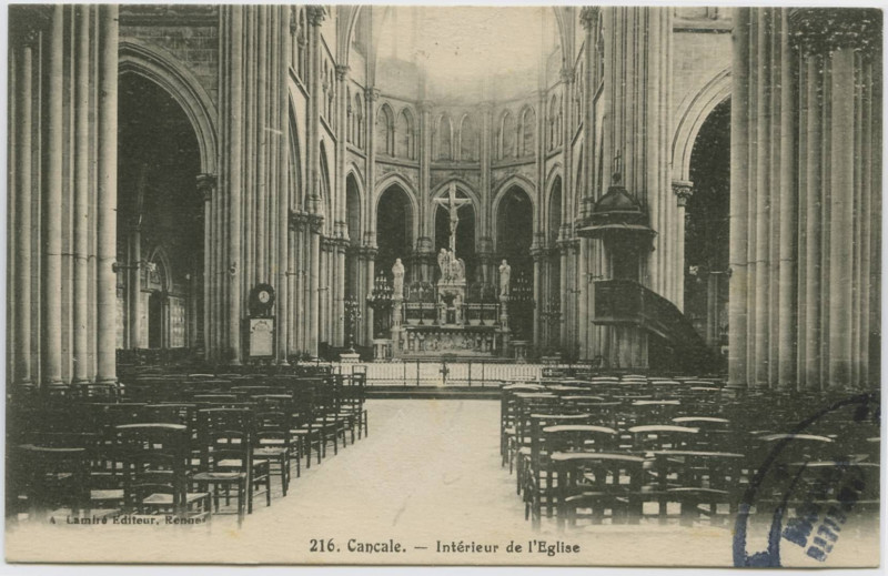 Carte postale ancienne 216. Cancale.- Intérieur de l'église