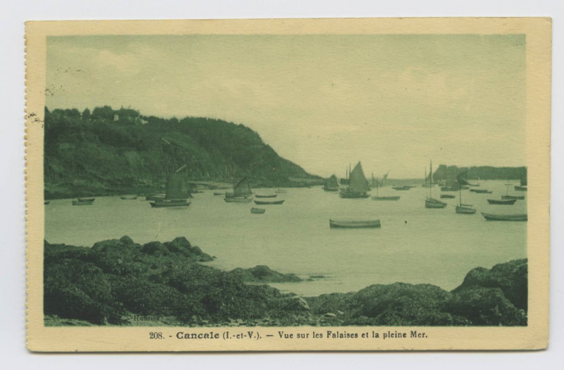 Carte postale ancienne 208.- cancale (I.-et-V.) - Vue sur les falaises et la pleine Mer