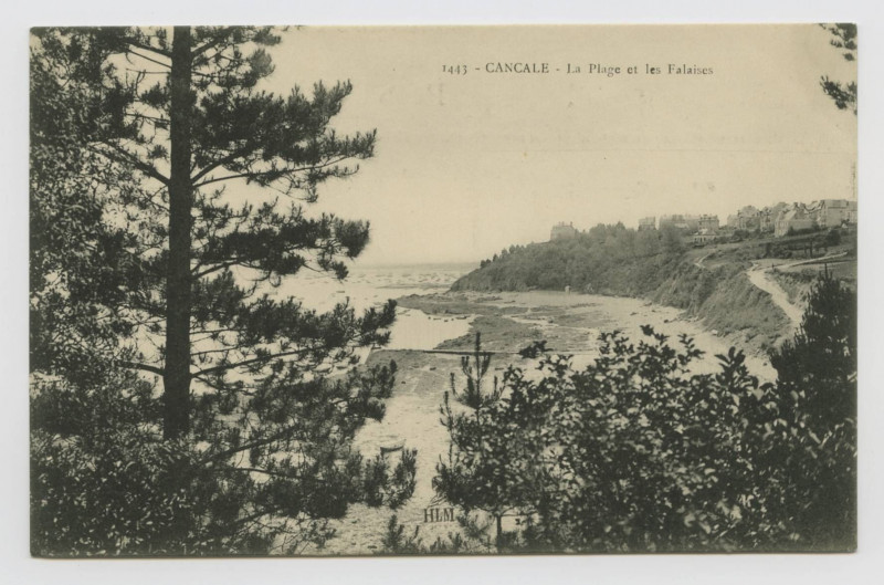 Carte postale ancienne 1443 - Cancale - La Plage et les Falaises