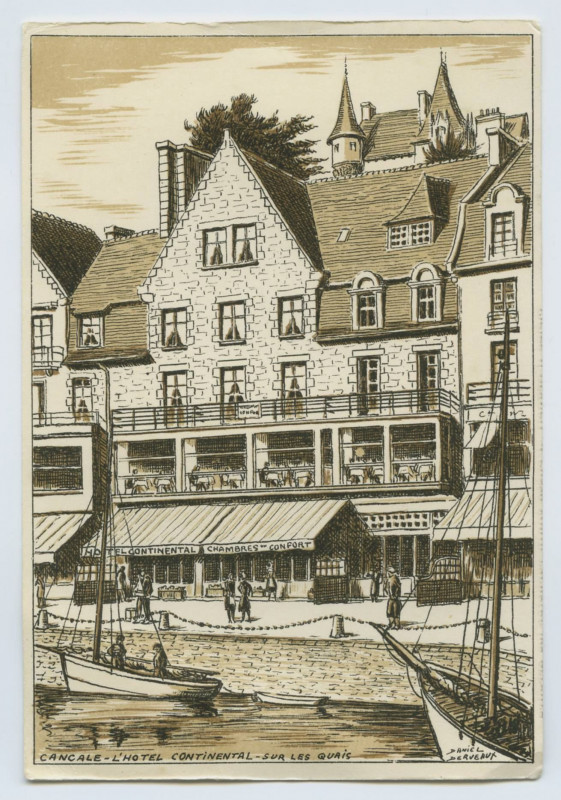 Carte postale ancienne Cancale - L' Hôtel Continental - sur les quais