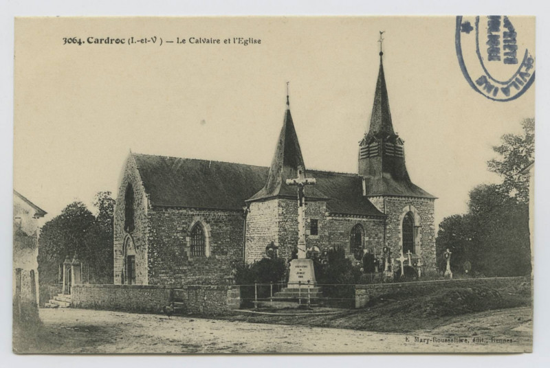 Carte postale ancienne 3064. Cardroc (I.-et-V.) - Le Calvaire et l' Eglise.