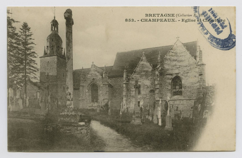 Carte postale ancienne 853. - Champeaux. - Eglise et Cimetière.