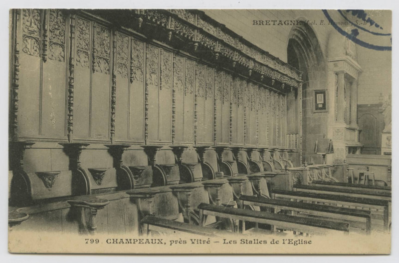 Carte postale ancienne 799. CHAMPEAUX, près Vitré - Les Stalles de l'Eglise.